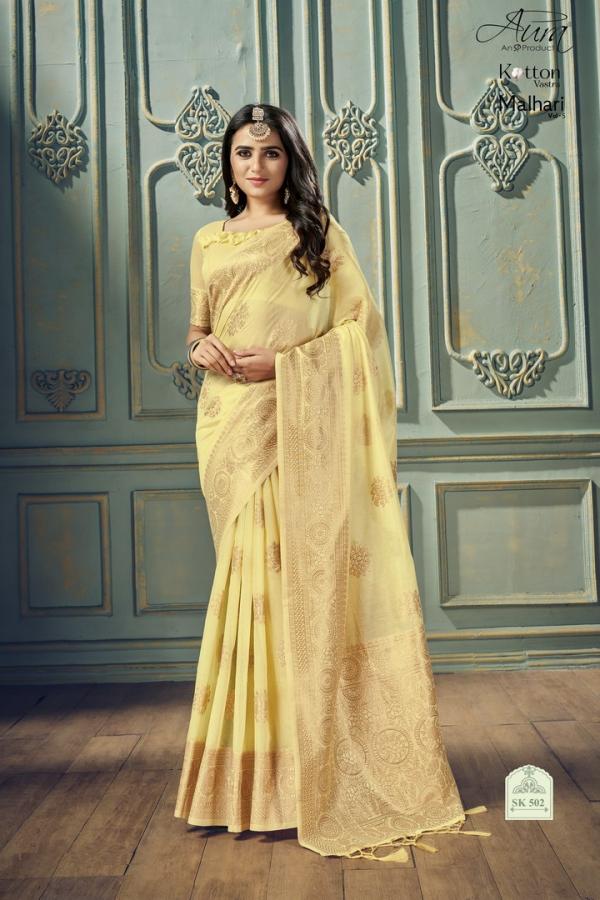 Aura Malhari Vol 5 Soft Cotton with Weaving Border Saree Collection